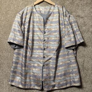 Adrianna Papell Woman 100% Silk Beaded Top Blouse Shoulder Pads 20W Vintage